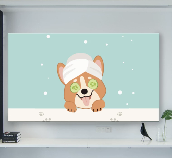 Cartoon oil painting dog dustproof TV cover simple TV cloth cover large TV cover