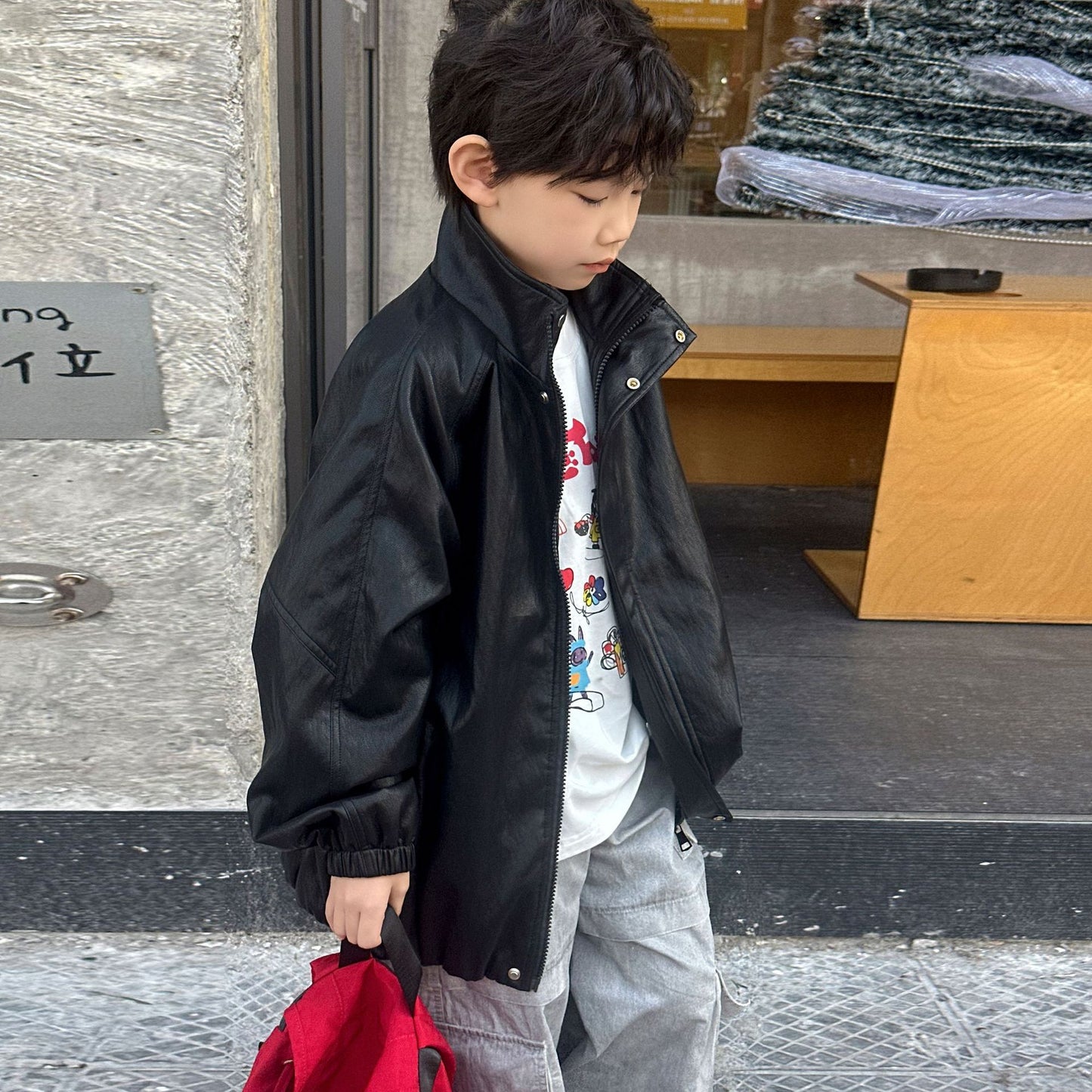 Chaqueta de cuero para niños para hombre