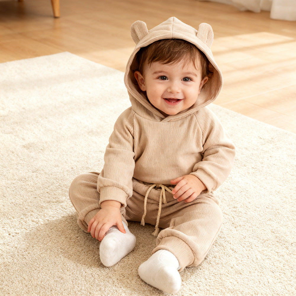 Hooded top and Haren pants two-piece set
