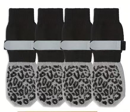 Non-slip Bottom Cotton Socks for Large Dogs, Quiet Pet Socks with Black Leopard Print, Dog Shoes for Wholesale