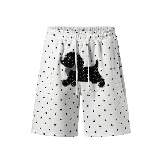 Soft and cute dog patch embroidered shorts