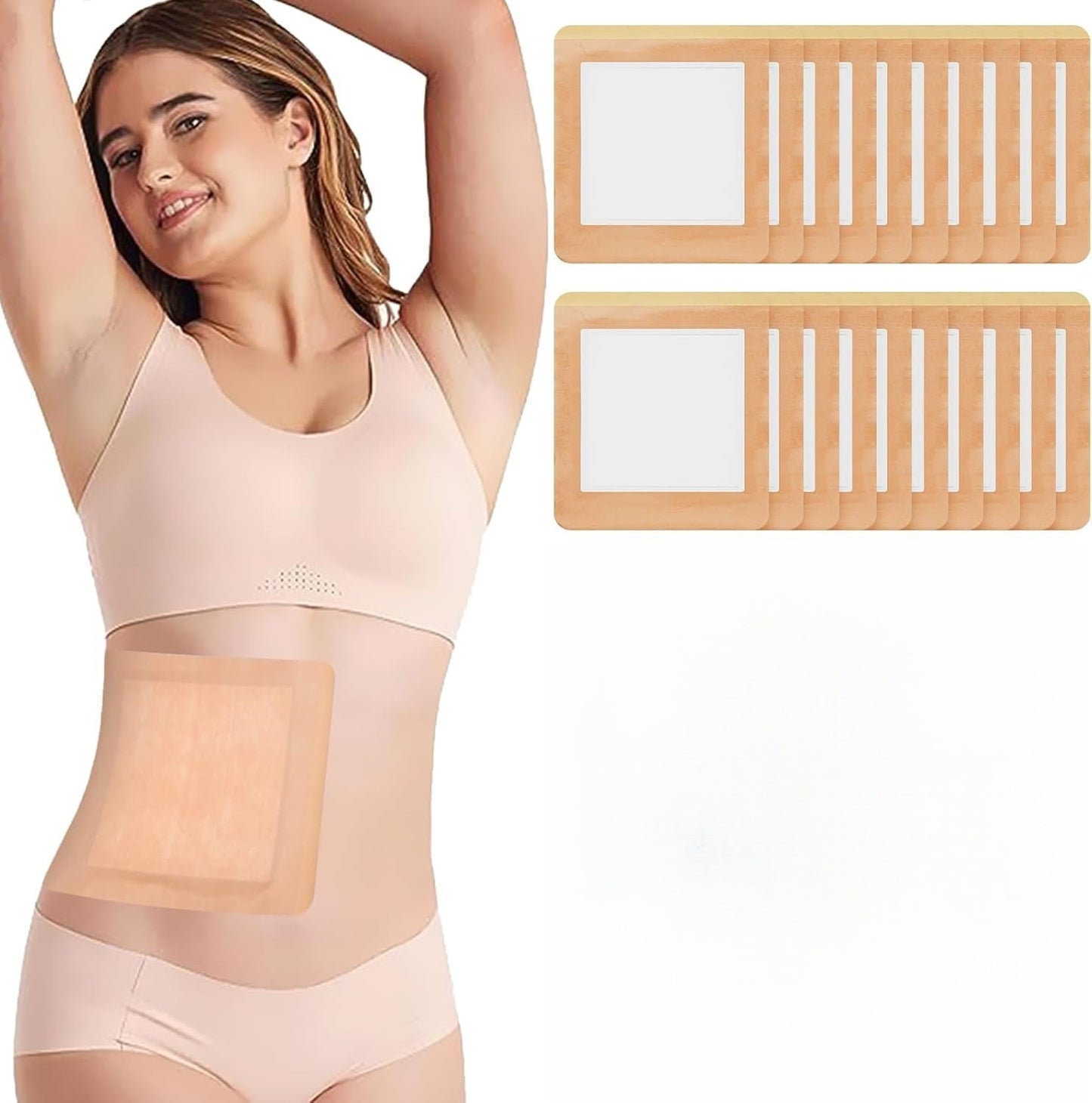 20pcs  Cotton Castor Oil Patch for Abdomen - Disposable Self-Adhesive Pad for Weight Loss and Tummy Slimming