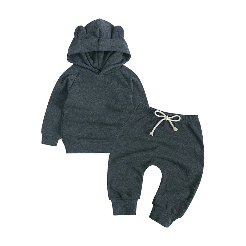 Hooded top and Haren pants two-piece set