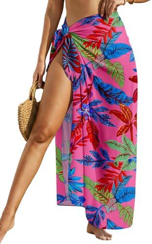 Copy of Women's Swimwear Transparent Sheer Cover-Up High-Slit One-Size Swim Dress Summer Floral Print Chiffon