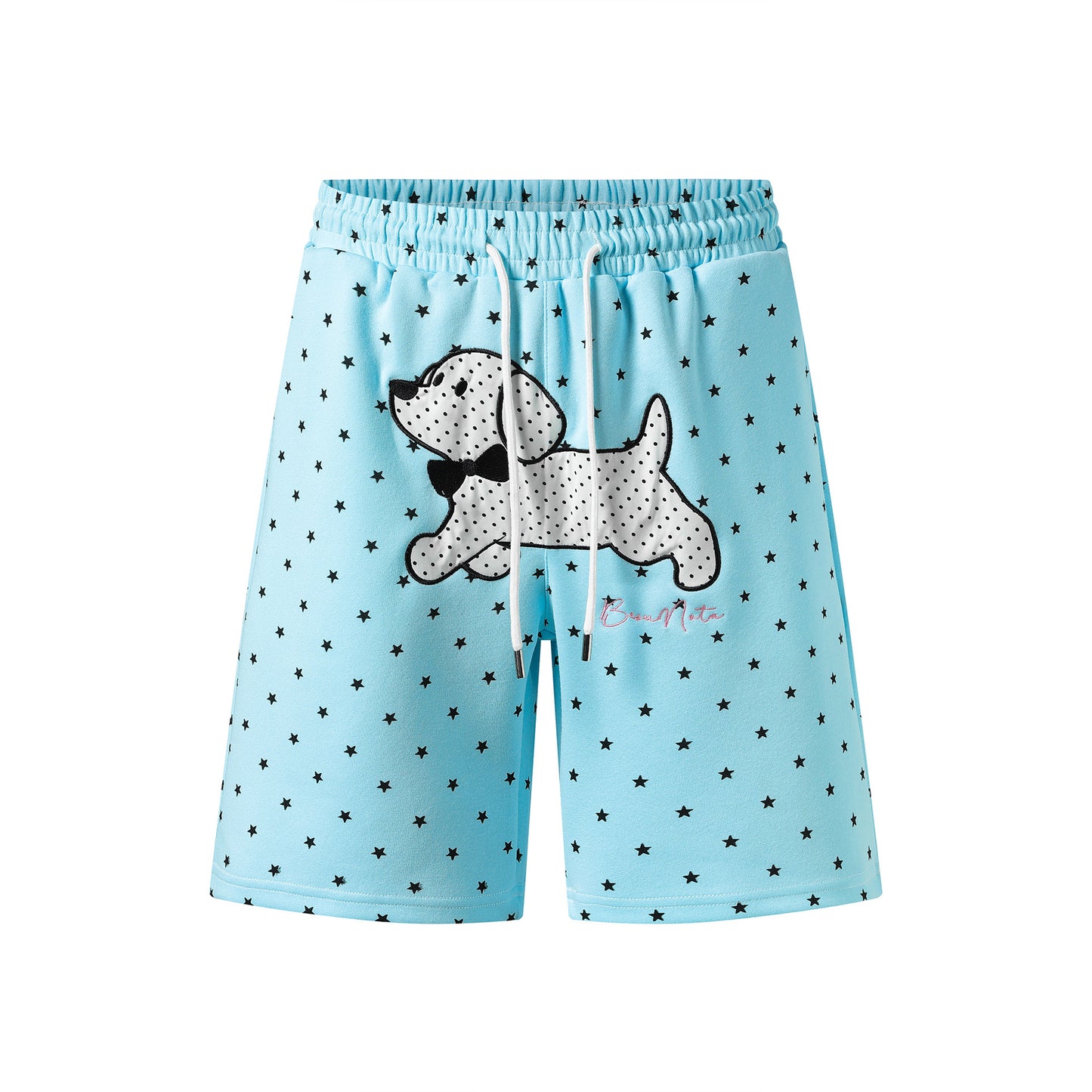 Soft and cute dog patch embroidered shorts