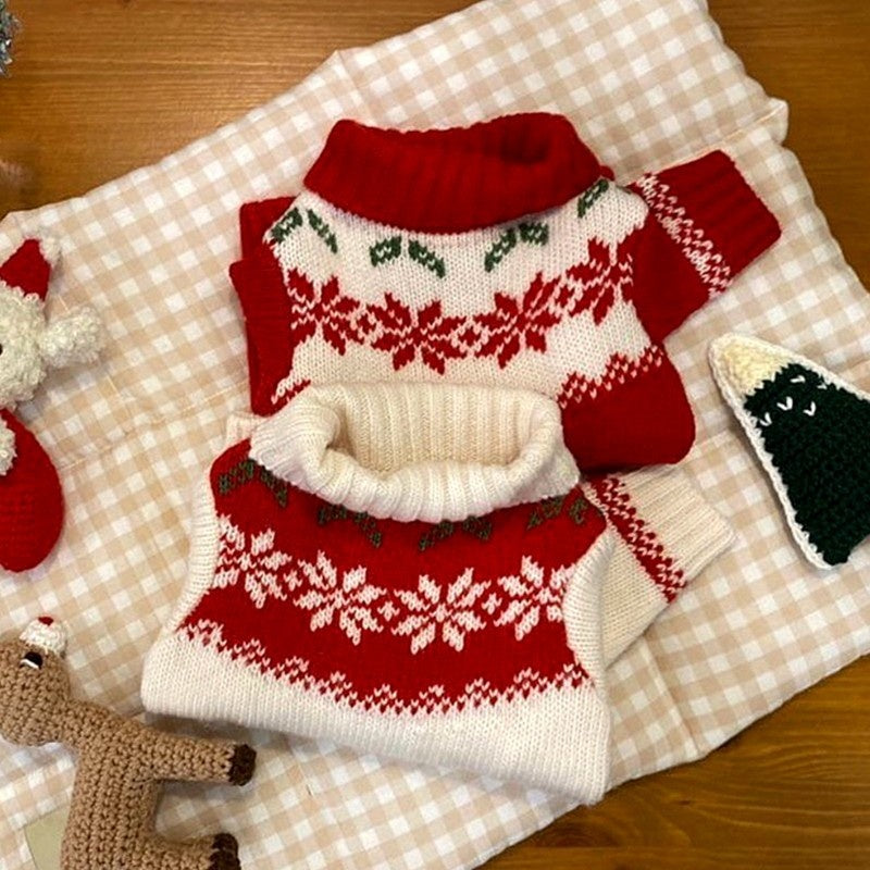 Autumn and winter puppy two legged sweater small and medium-sized dog warm knit sweater Christmas cat clothes