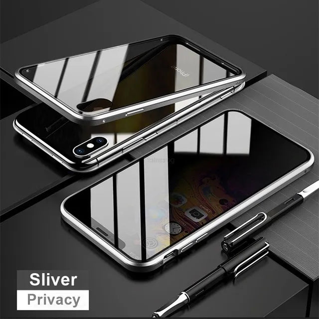Copy of Magnetic Tempered Glass Privacy Metal Case For iphone 15 14 13 12 XR 11 Pro MAX X 7 8 6 Plus 360 Magnet Antispy Protective Cover