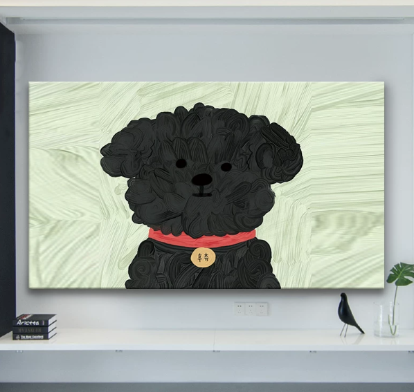 Cartoon oil painting dog dustproof TV cover simple TV cloth cover large TV cover