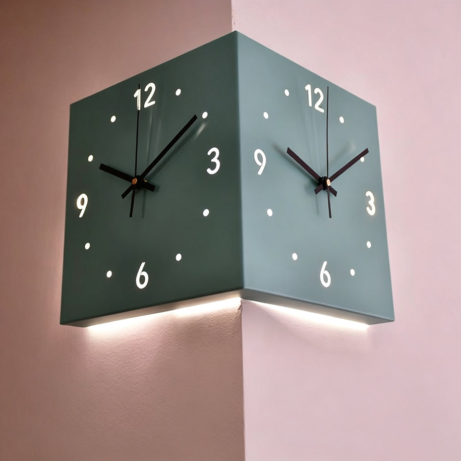 Copy of Nordic Dual‑Glow Corner Clock, Silent LED Wall Clock, Modern Minimalist Home Decor for Living Room Bedroom