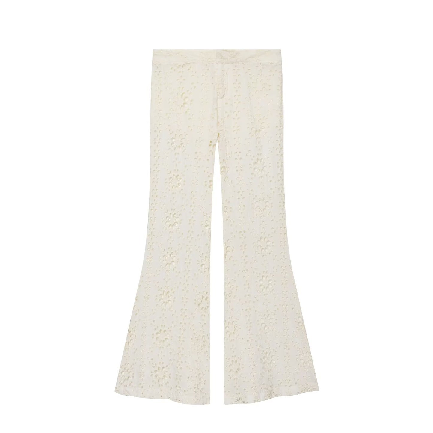 Hot girl lace see through embroidered flared pants