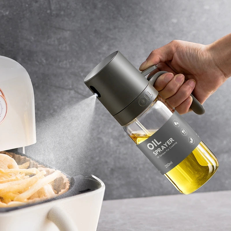 Copia de Botella pulverizadora de aceite de 250ml, dispensador de aceite de cocina de vidrio de borosilicato alto, pulverizador de aceite de oliva