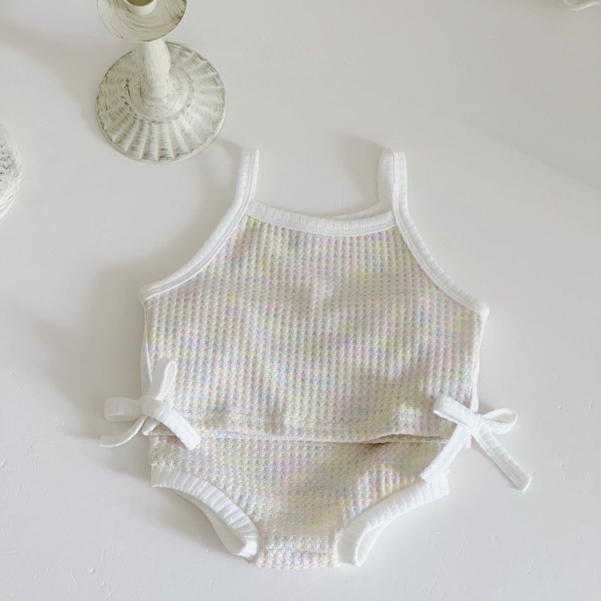 Thin bow tie girl baby sling two-piece set