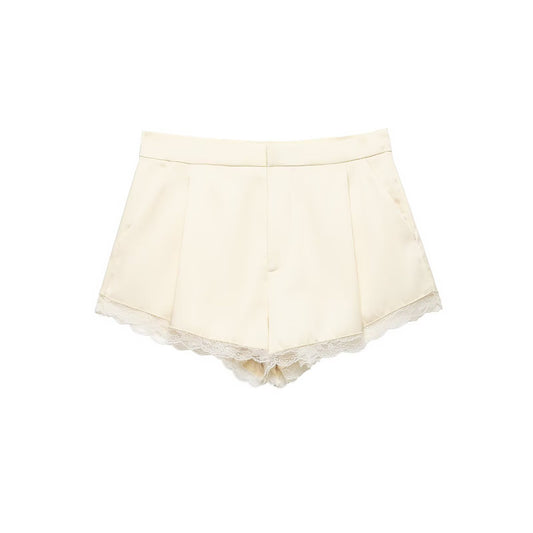 Spicy Girl Lace Satin Texture Shorts