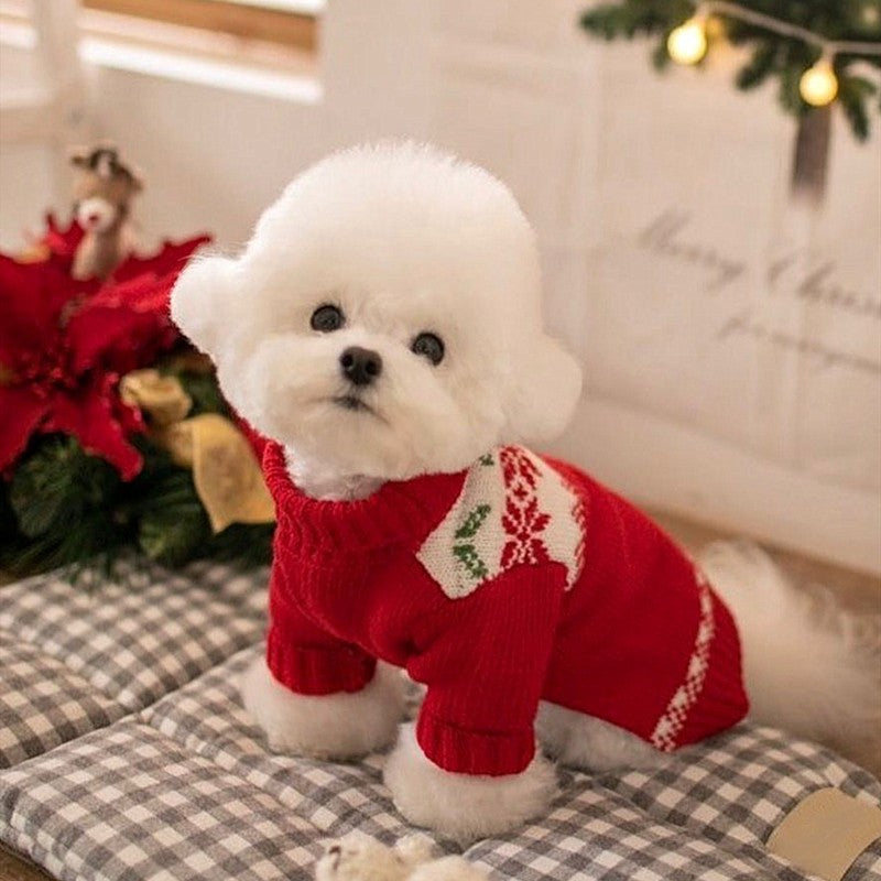 Autumn and winter puppy two legged sweater small and medium-sized dog warm knit sweater Christmas cat clothes