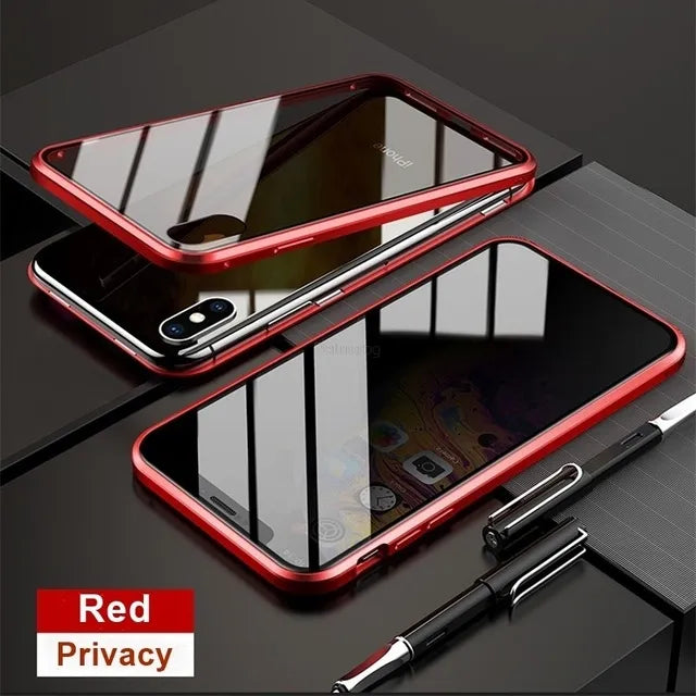 Copy of Magnetic Tempered Glass Privacy Metal Case For iphone 15 14 13 12 XR 11 Pro MAX X 7 8 6 Plus 360 Magnet Antispy Protective Cover