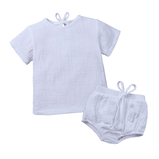 Two piece set of children's top with lace up PP pants