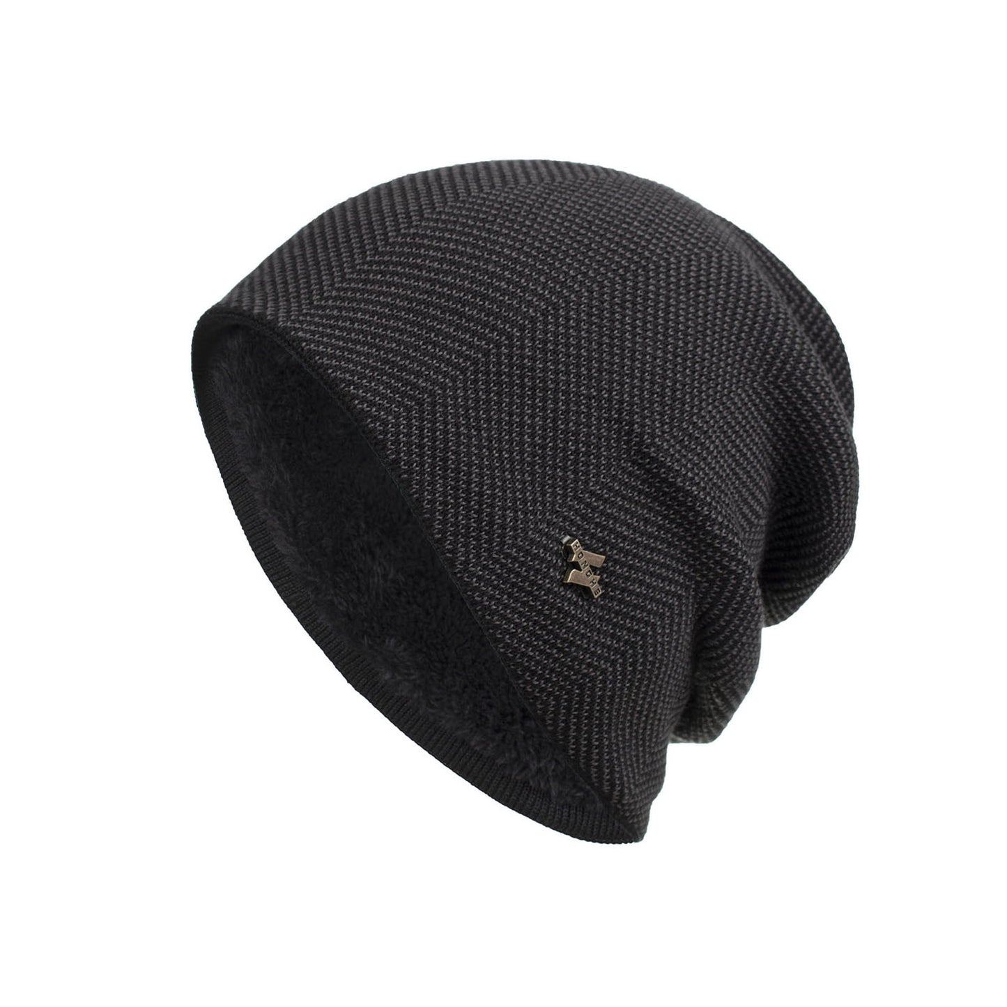 Velvet H-iron label pullover cap knitted yarn cap