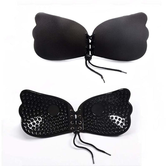 Strapless gathered bra thickened anti slip nipple patch top support for underwear