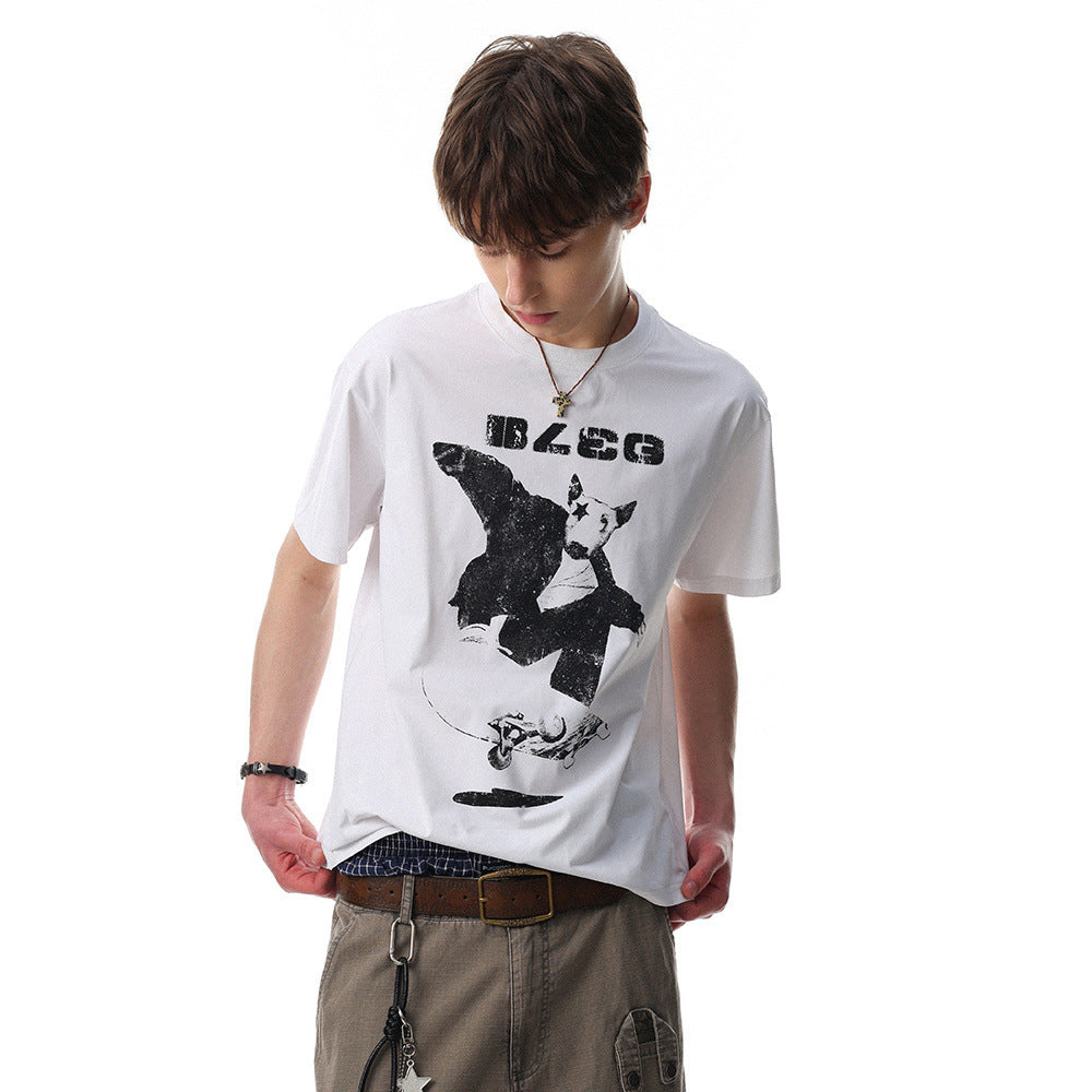 Fun Skateboarding Animal Printed Short Sleeves