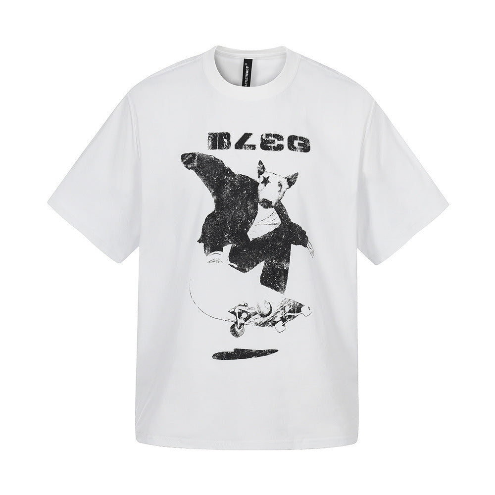Fun Skateboarding Animal Printed Short Sleeves