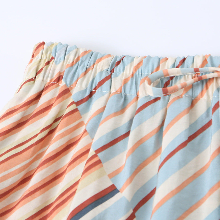 Casual style minimalist striped loose pants