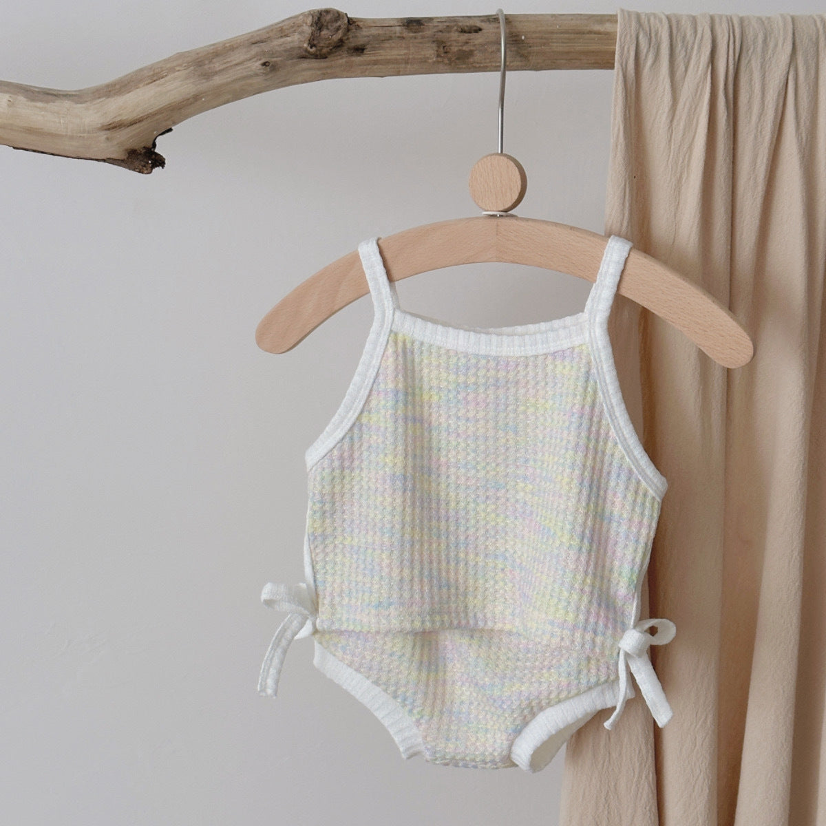 Thin bow tie girl baby sling two-piece set