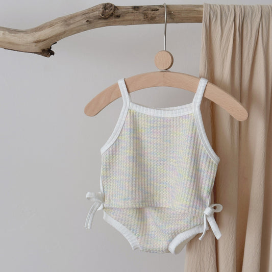 Thin bow tie girl baby sling two-piece set