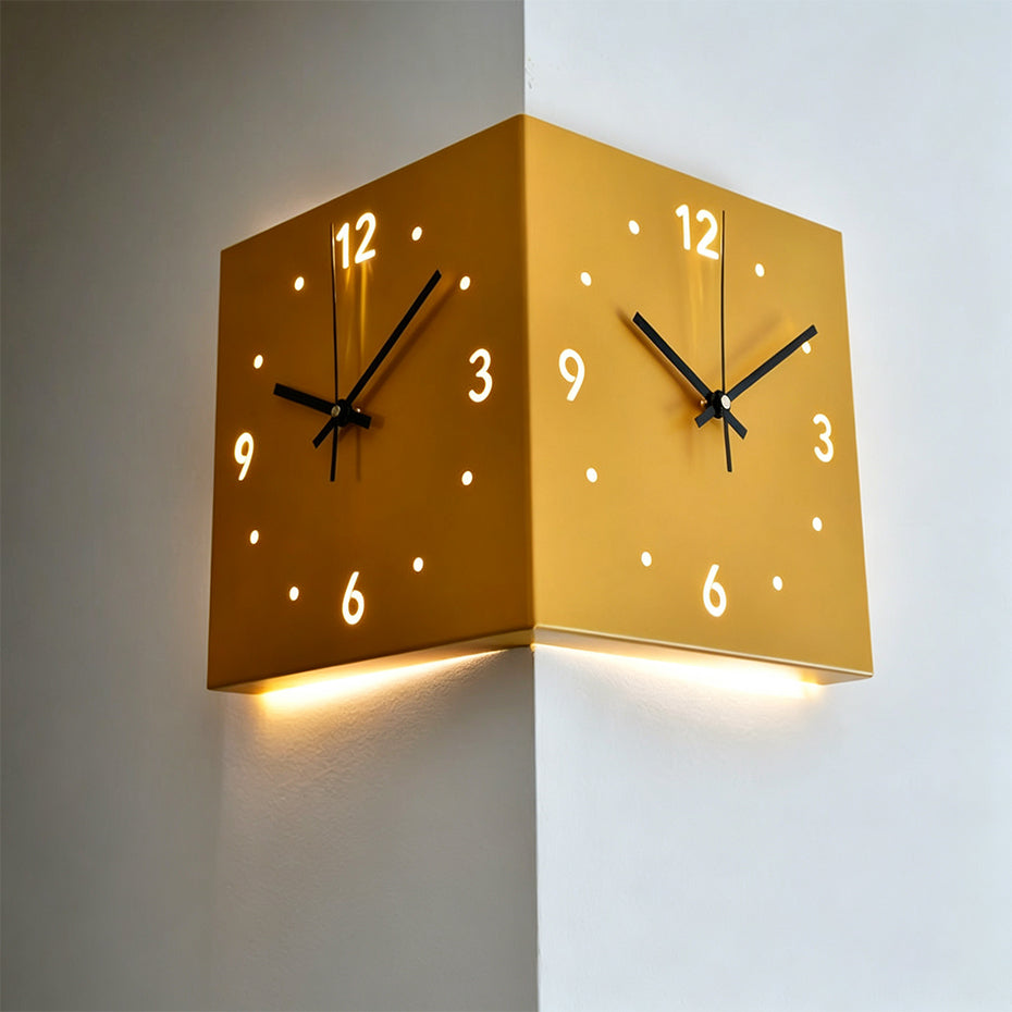 Copy of Nordic Dual‑Glow Corner Clock, Silent LED Wall Clock, Modern Minimalist Home Decor for Living Room Bedroom