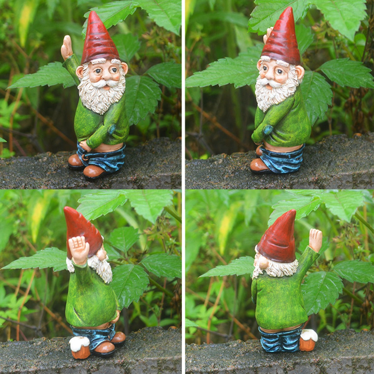Garden gnome holding the tree and peeing resin crafts Funny pastoral ornaments