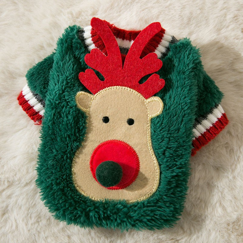 Autumn and winter puppy two legged sweater small and medium-sized dog warm knit sweater Christmas cat clothes