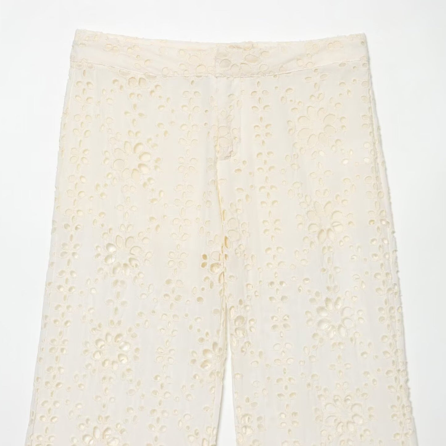 Hot girl lace see through embroidered flared pants
