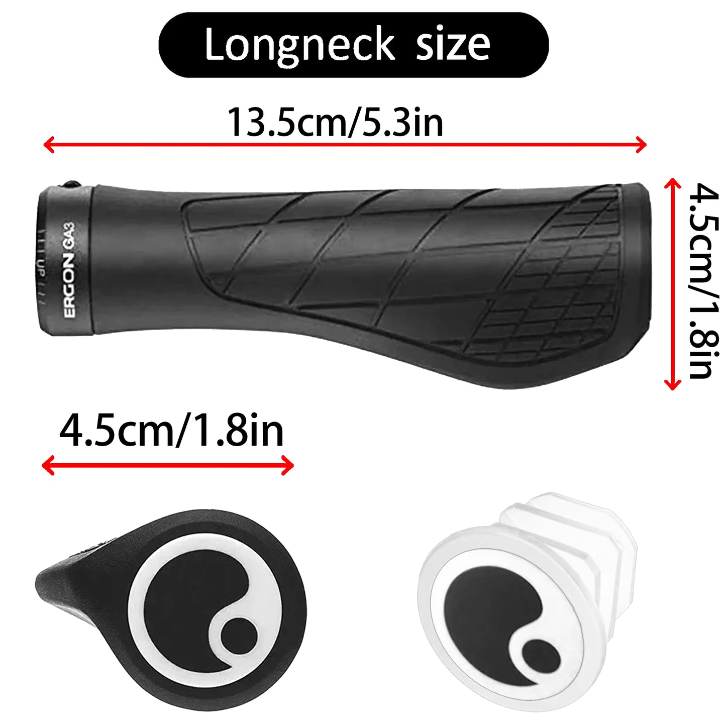 Ergon GA3 Ergonomic All-Mountain Bike Grips Comfort & Wrist Support for MTB Trail Non-Slip Mountain Road Bike Handle Accessories