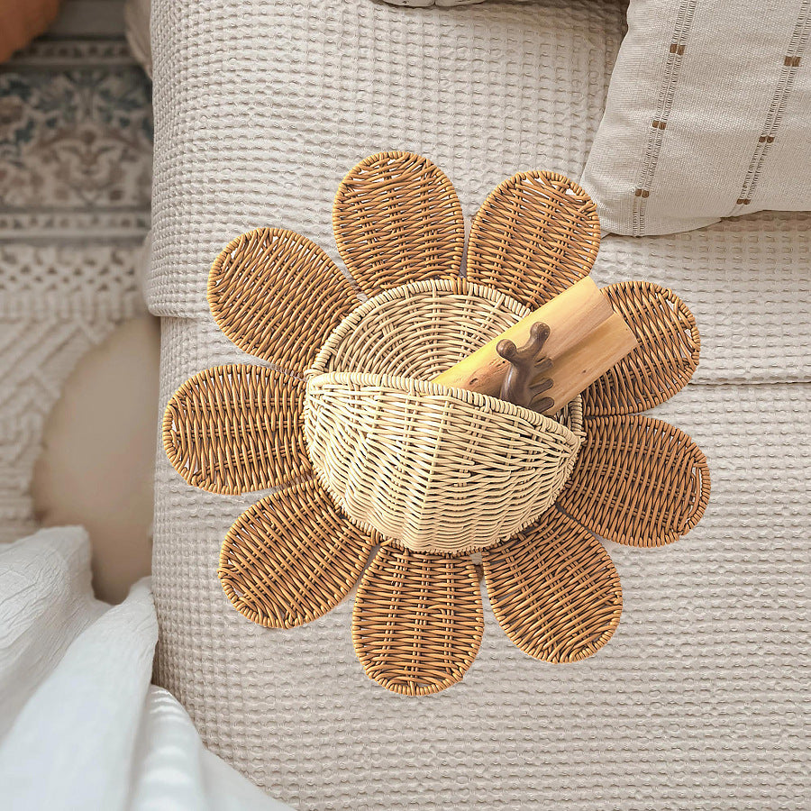 Nordic Rattan Wall Hanging Basket Key Organizer Storage Basket for Bathroom, Guesthouse, Kids' Room, Wall Decor and Storage