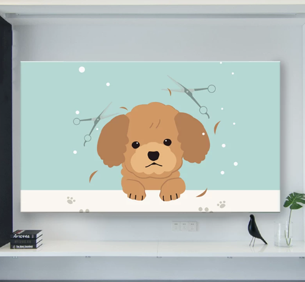 Cartoon oil painting dog dustproof TV cover simple TV cloth cover large TV cover