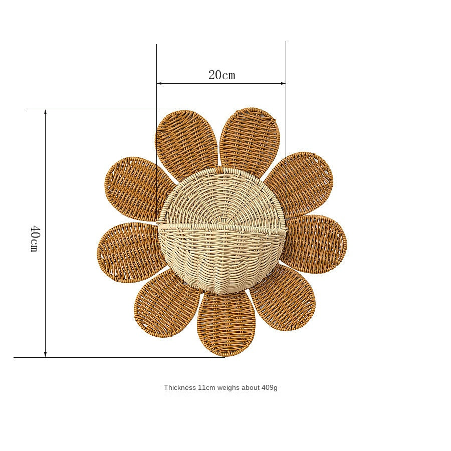 Nordic Rattan Wall Hanging Basket Key Organizer Storage Basket for Bathroom, Guesthouse, Kids' Room, Wall Decor and Storage