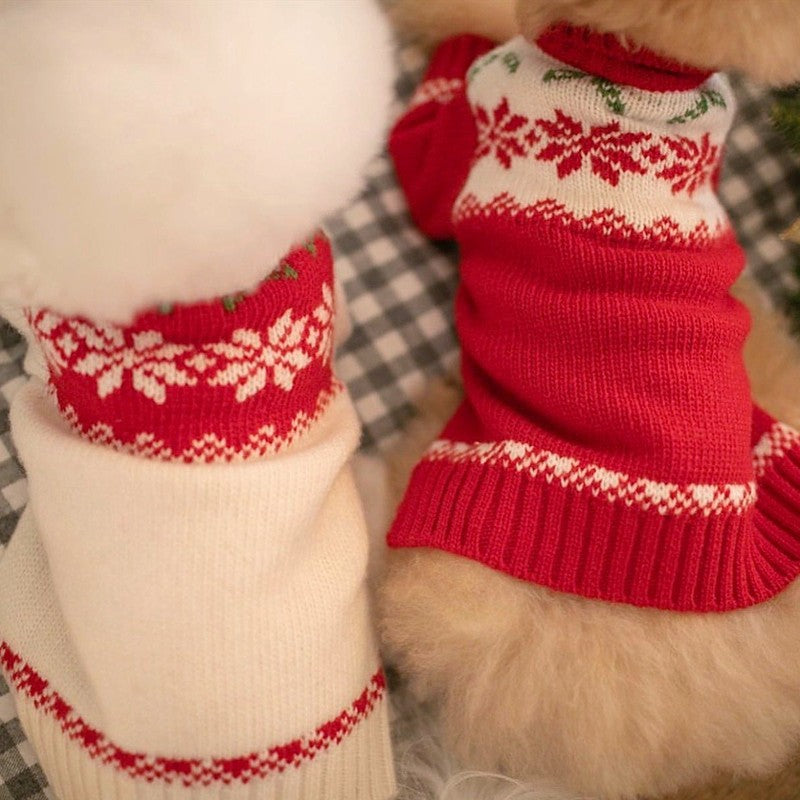 Autumn and winter puppy two legged sweater small and medium-sized dog warm knit sweater Christmas cat clothes