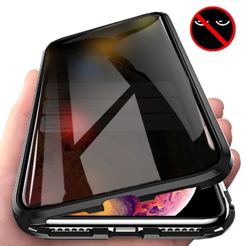 Copy of Magnetic Tempered Glass Privacy Metal Case For iphone 15 14 13 12 XR 11 Pro MAX X 7 8 6 Plus 360 Magnet Antispy Protective Cover