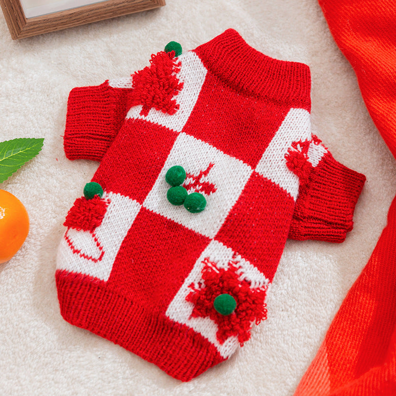 Autumn and winter puppy two legged sweater small and medium-sized dog warm knit sweater Christmas cat clothes