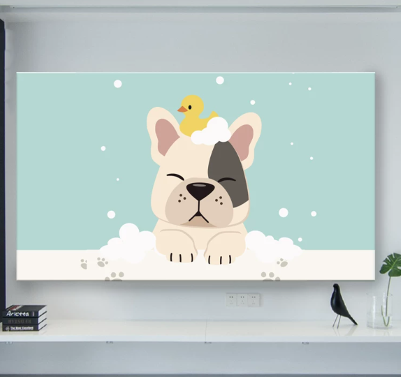 Cartoon oil painting dog dustproof TV cover simple TV cloth cover large TV cover