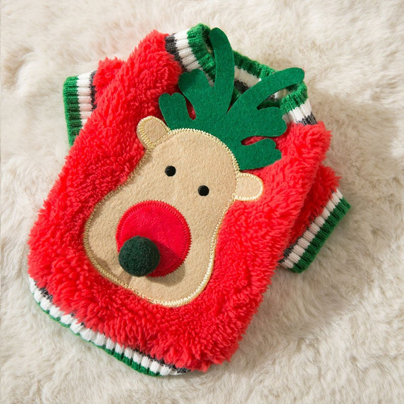 Autumn and winter puppy two legged sweater small and medium-sized dog warm knit sweater Christmas cat clothes