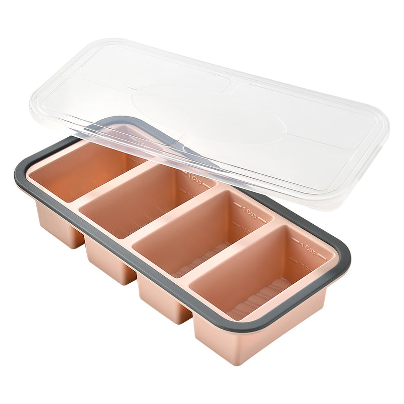 4-Cavity Silicone Ice Cream Mold with Lids, Large BPA-Free Frozen Dessert Tray, DIY Popsicle Maker Kit