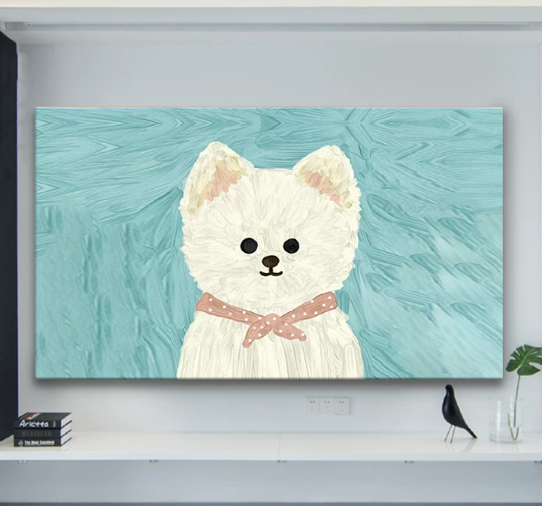 Cartoon oil painting dog dustproof TV cover simple TV cloth cover large TV cover