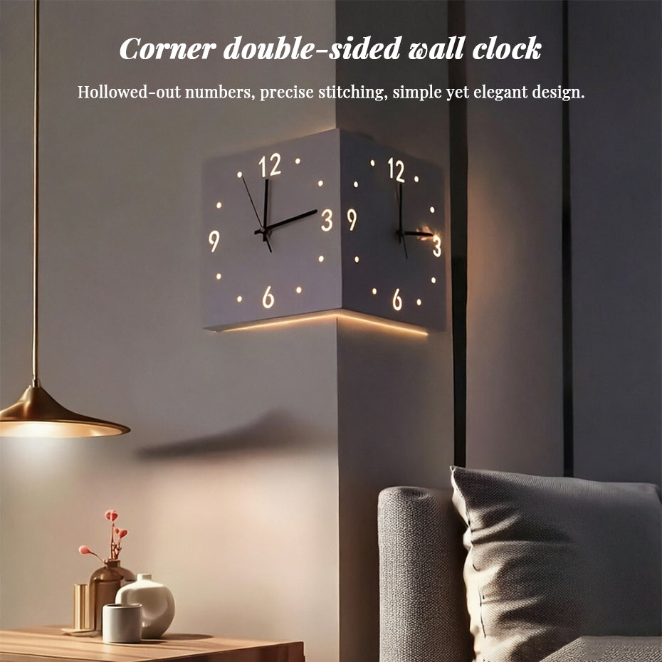 Copy of Nordic Dual‑Glow Corner Clock, Silent LED Wall Clock, Modern Minimalist Home Decor for Living Room Bedroom