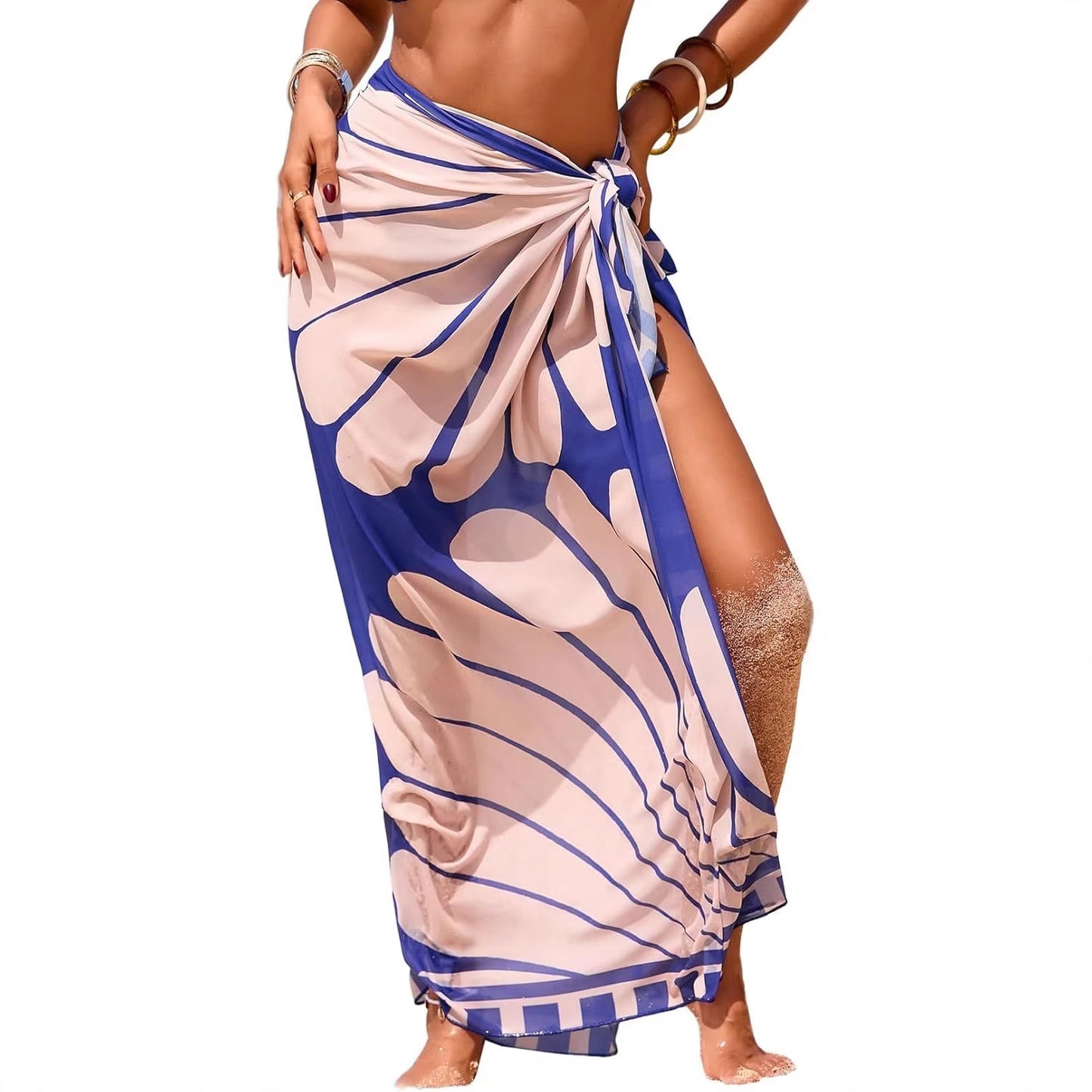 Copy of Women's Swimwear Transparent Sheer Cover-Up High-Slit One-Size Swim Dress Summer Floral Print Chiffon