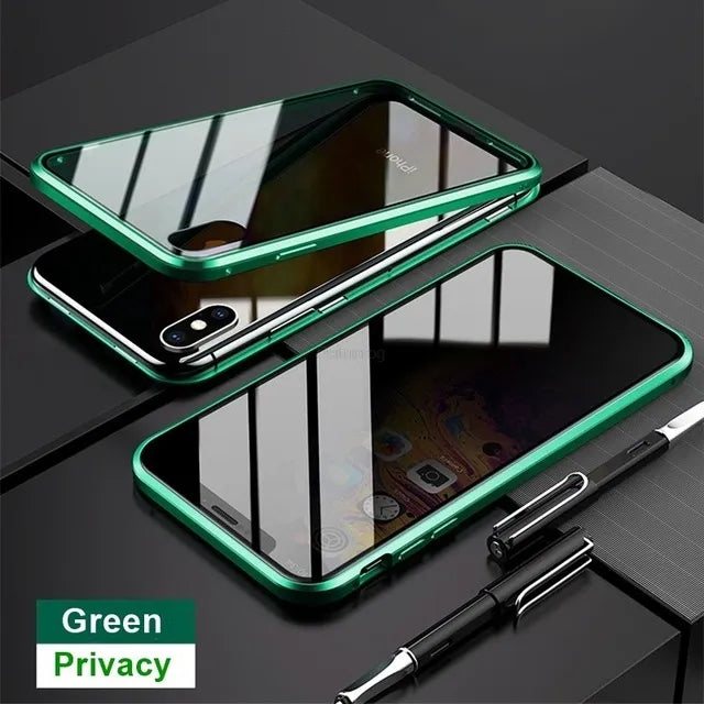 Copy of Magnetic Tempered Glass Privacy Metal Case For iphone 15 14 13 12 XR 11 Pro MAX X 7 8 6 Plus 360 Magnet Antispy Protective Cover