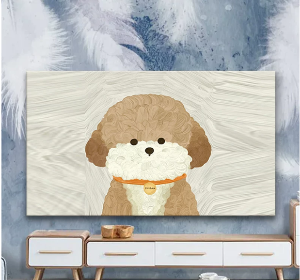 Cartoon oil painting dog dustproof TV cover simple TV cloth cover large TV cover