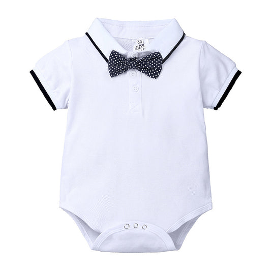 Baby boy's short sleeved jumpsuit+suspender shorts two-piece set