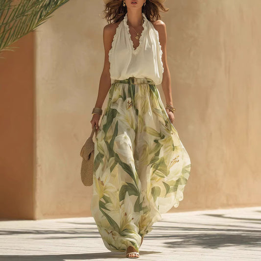 Copia de Vestido Elegante Ajustado con Volantes y Cuello de Pico Primavera