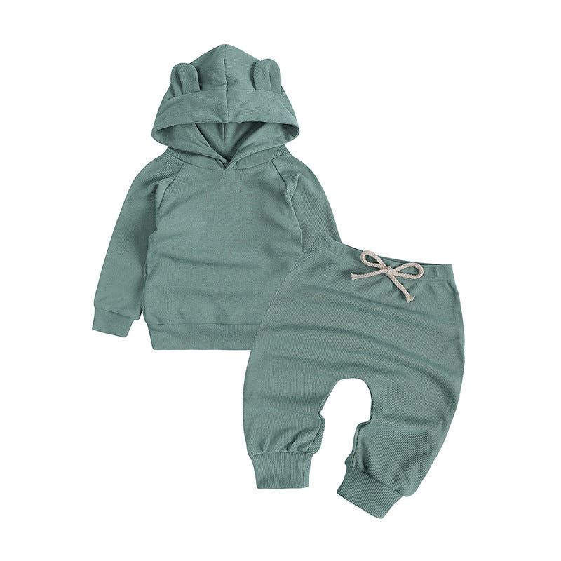 Hooded top and Haren pants two-piece set