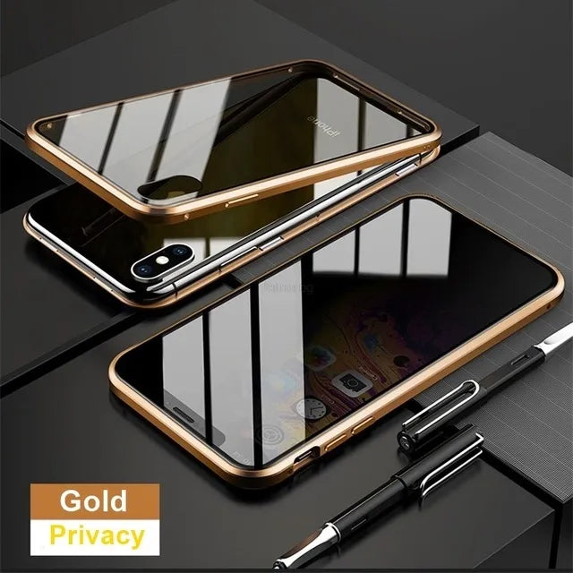 Copy of Magnetic Tempered Glass Privacy Metal Case For iphone 15 14 13 12 XR 11 Pro MAX X 7 8 6 Plus 360 Magnet Antispy Protective Cover